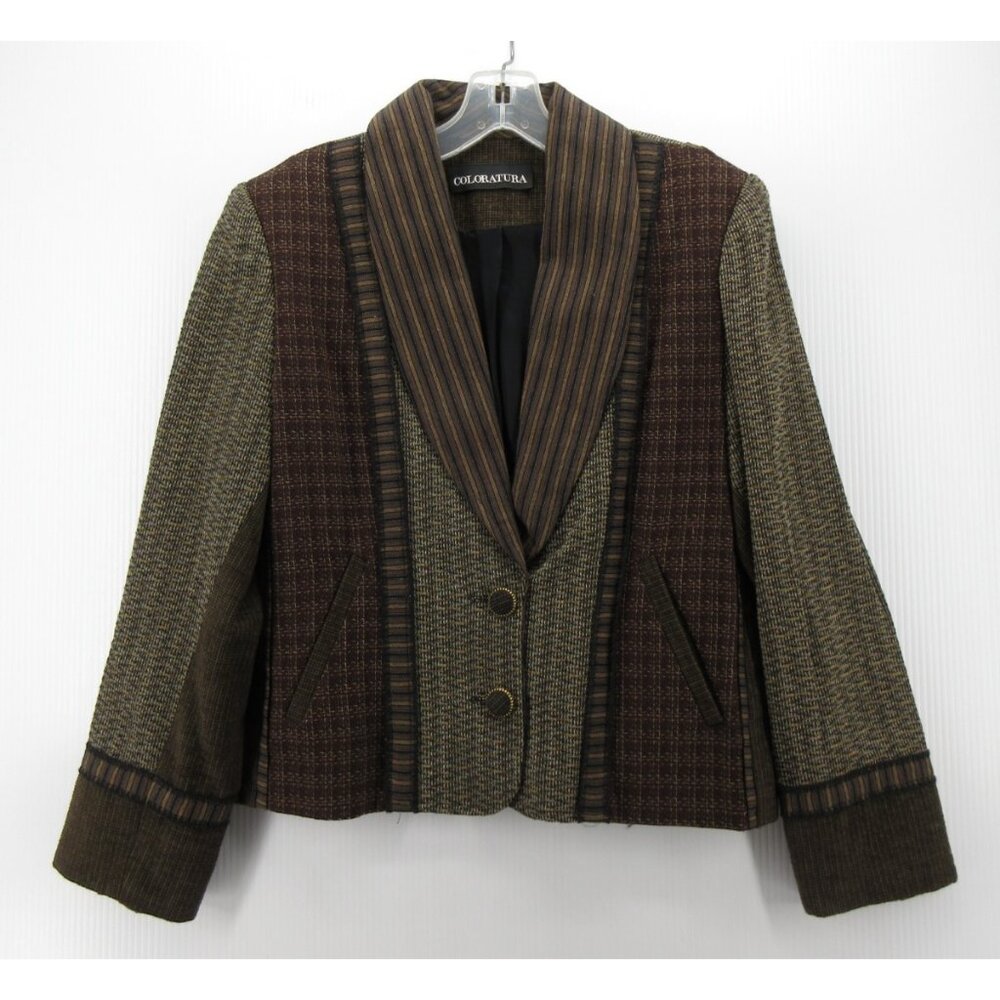 VINTAGE Coloratura Jacket Medium Patchwork Tweed Shawl Blazer Plaid